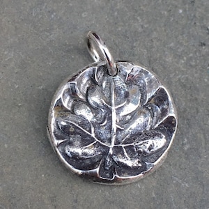 Oak Leaf Wax Seal Charm, oak tree, powerful, sacred, long life, wealth, military, mighty oak, silver bronze wax seal charm,oak leaf necklace