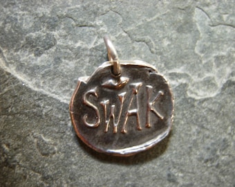 SWAK Wax Seal Charm, sealed with a kiss, doughboys, France, love, endearment, affection, lips, peck, letter, wax seal jewelry, SWAK necklace