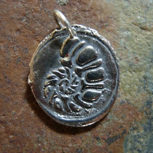 Nautilus Wax Seal Charm, fossil, strength, logarithmic, spiral, survivor, shell, strong, beach, sand, wax seal jewelry, nautilus necklace