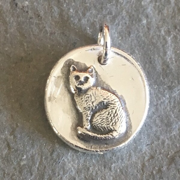Cat Wax Seal Charm, feline, pet, domestic animal, house cat, purr, meow, furry, pussycat, kitty, tomcat, cat jewelry, cat necklace