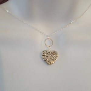 Silver Scrollwork Heart Necklace - Choose your length