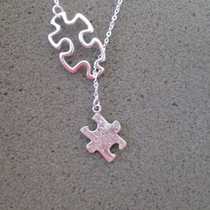 Autism Awareness Puzzle Necklace - Lariat Style