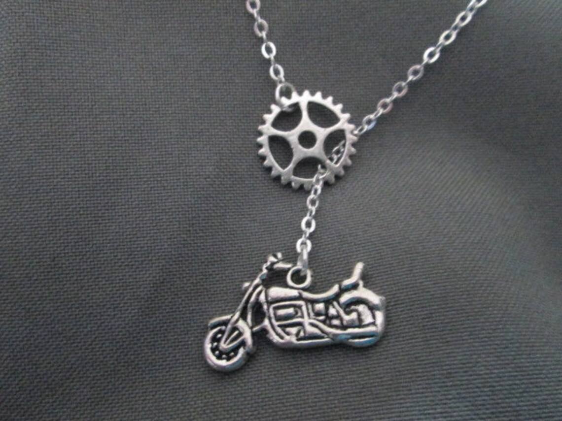Sprocket Motorcycle Necklace Lariat Style Etsy