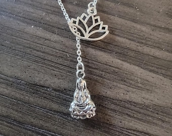 Lotus Kuan-Yin Buddha Necklace - Lariat Style