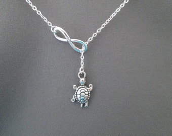 Silver Turtle Necklace - Lariat Style