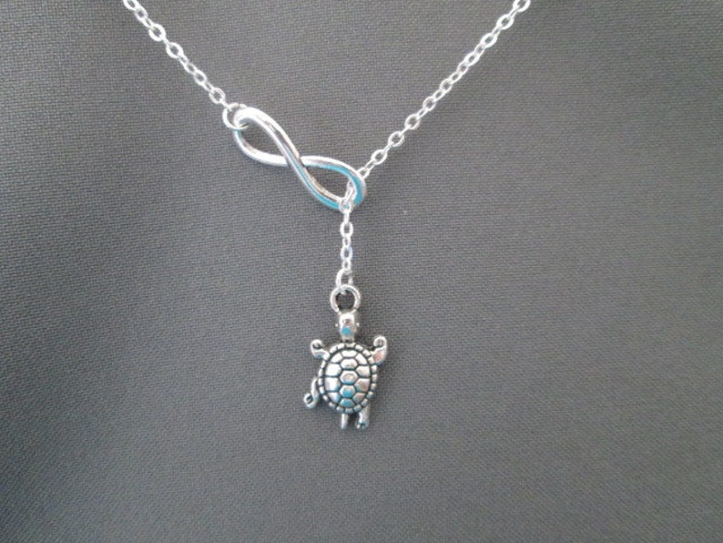 Silver Turtle Necklace Lariat Style image 1