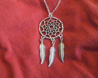 Collier Attrape-rêves En Velours Suédine Noir - Pendentif Argent Vieilli - Neuf Sans Emballage