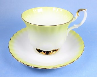 Royal Albert Rainbow tea cup and saucer, Royal Albert tea set, Yellow Rainbow series tea set