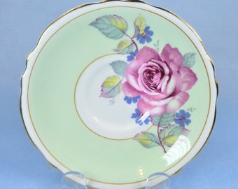 Light green Paragon rose tea cup saucer, Paragon pink rose saucer, Paragon rose saucer only, replacement saucer