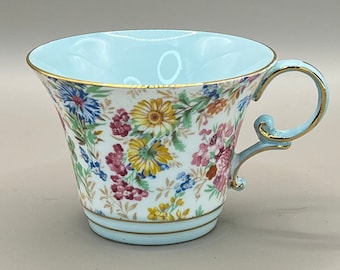 Aynsley Teal blue chintz tea cup, Aynsley tea cup only, Aynsley replacement teacup with Imperfections