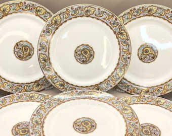 Antique Star Paragon Paisley dessert plates, Botanical Paisley plates, Paragon England, Fine bone china, made in England