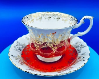 Royal Albert Regal Series tea cup and saucer, Red Royal Albert tea cup and saucer