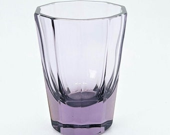 Bohemian Czech hand cut crystal cordial glass, small cordial glass, purple crystal glass, vintage barware, 3 1/2 inch