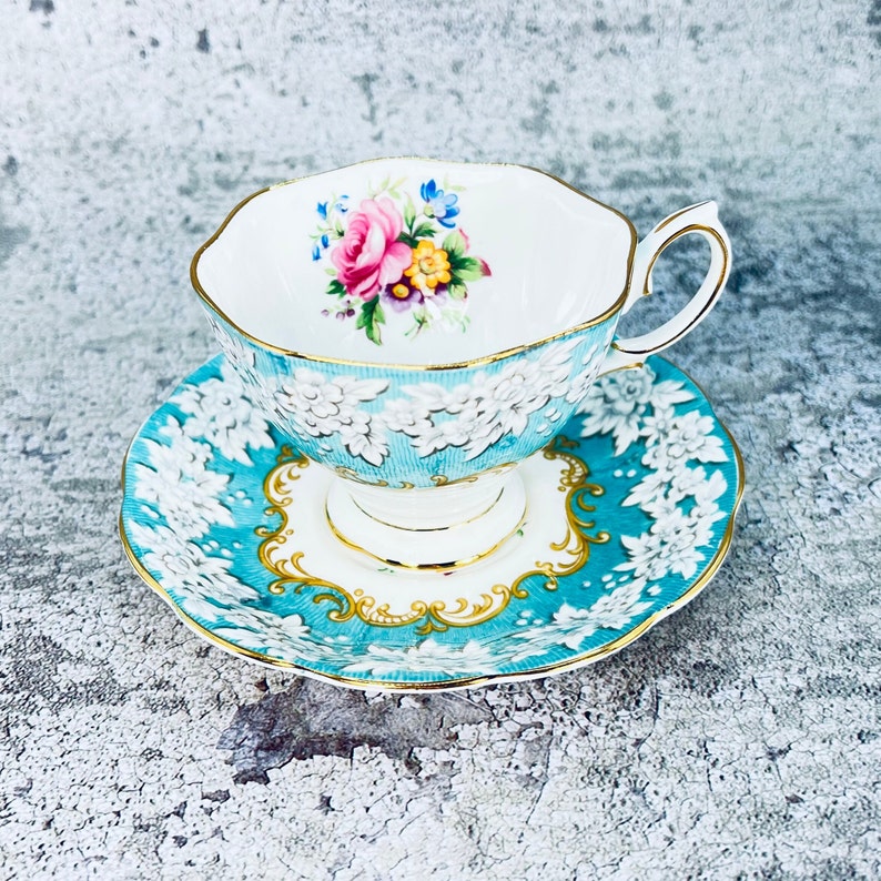 Royal Albert Enchantment tea cup and saucer set, Vintage bridal shower gift, English tea party, Garden teaparty image 4