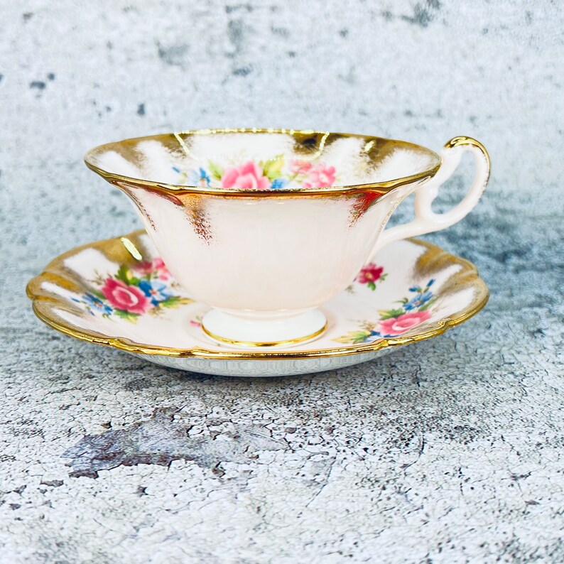 RARE Foley England pale pink tea cup and saucer set, EB Foley pink tea set, Vintage English tea party, Garden tea party, Bridesmaid gift image 6
