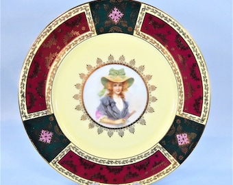 Austrian Porcelain portrait plate, Karlsbad porcelain charger plate