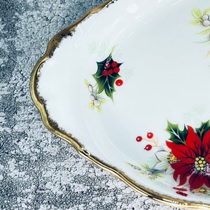 Royal Albert Yuletide oval serving dish, Royal Albert cream and sugar tray, Christmas bone china dish, Christmas bone china plate large 10 image 8