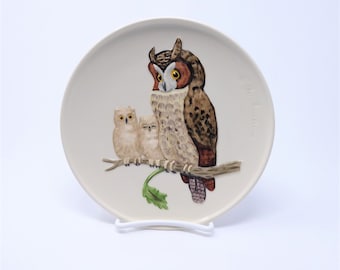 Vintage Ceramic Owl plate, Goebel Mothers Series, Owl plate, Gift for mom