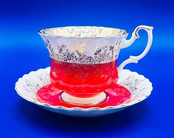 Royal Albert Regal Series tea cup and saucer, Red Royal Albert tea cup and saucer