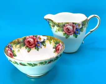 Paragon Tapestry Rose cream and sugar set, Pink rose cream and sugar bowl, Bone china made in England