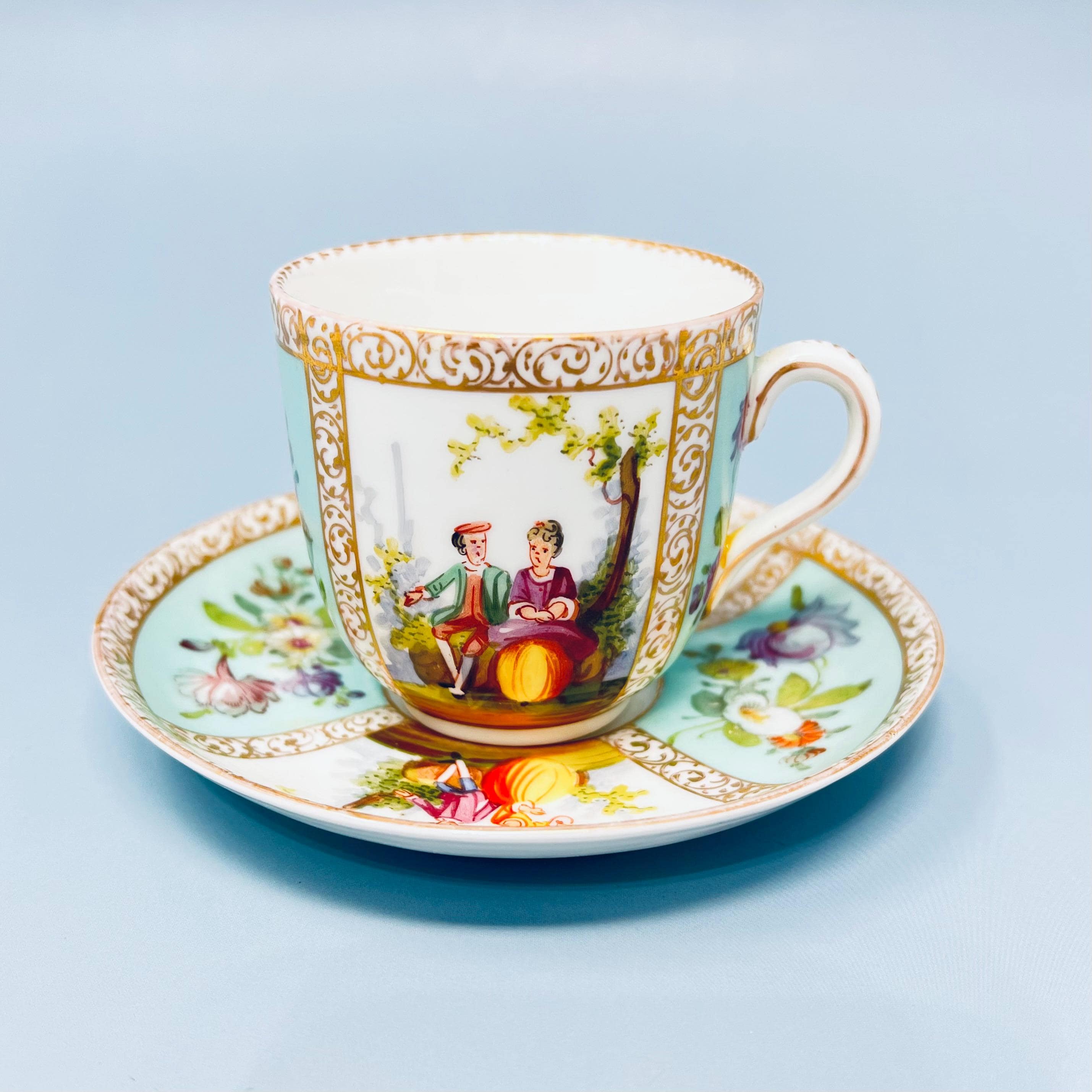 Antique Dresden Demitasse Tea Cup and Saucer, Made in GERMANY - Etsy