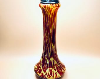 Antique Bohemian Red Marbled vase, Bohemian Art Nouveau vase, Czech glass vase with sterling mount