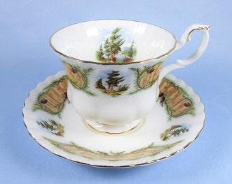 Royal Albert Knotty Pine tea cup and saucer, Royal Albert tea set, English bone china 1960's