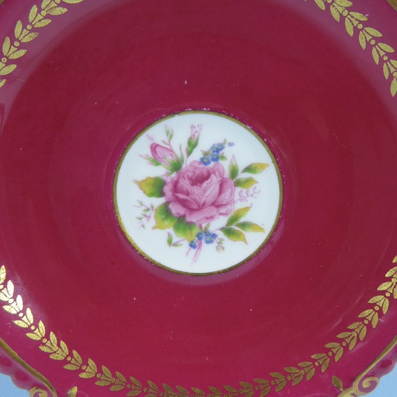 Aynsley Red and Gold Beaded tea cup saucer Aynsley pink roses replacement saucer saucer only