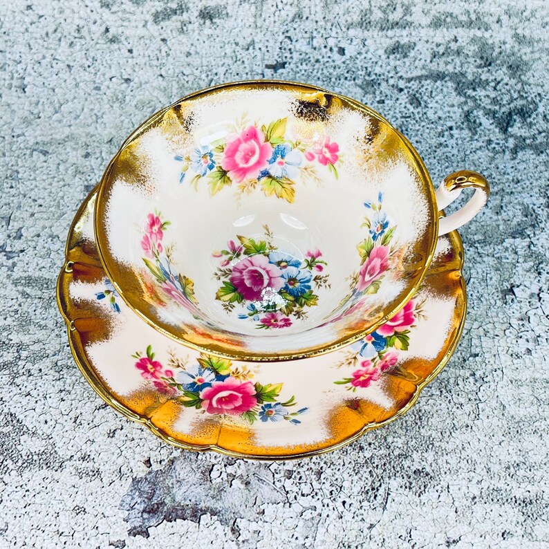 RARE Foley England pale pink tea cup and saucer set, EB Foley pink tea set, Vintage English tea party, Garden tea party, Bridesmaid gift image 1