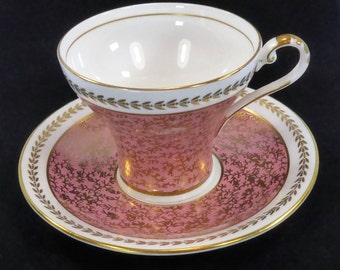 Pink Aynsley Corset tea cup and saucer, Aynsley gold chintz tea set, English bone china