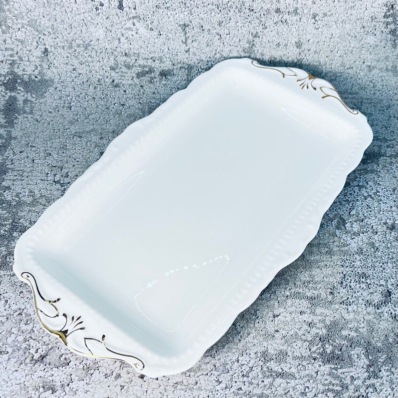 Royal Albert Val D'or large sandwich serving tray, Val D'or china plate, Bone china tray, Wedding shower party plate, Vintage tea party image 2