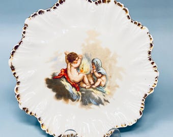 Antique Austrian Cherub plate, Carlsbad Putti Angels, late 1800's