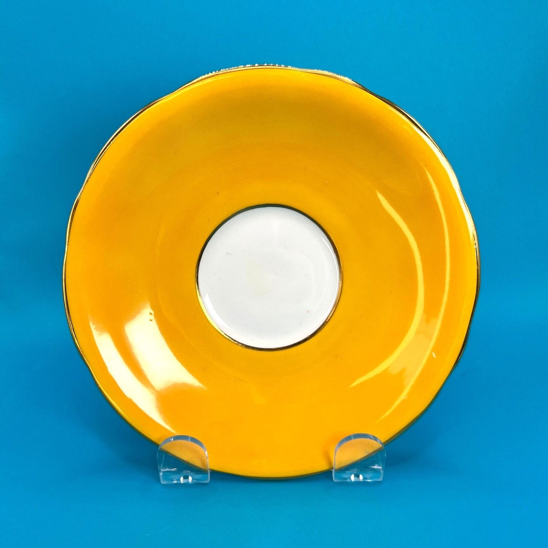 Yellow Aynsley Tea Cup Saucer, Aynsley Yellow Tea Saucer, Aynsley