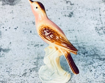 Vintage ceramic bird figurine, Gift for bird collector, Porcelain bird figurine