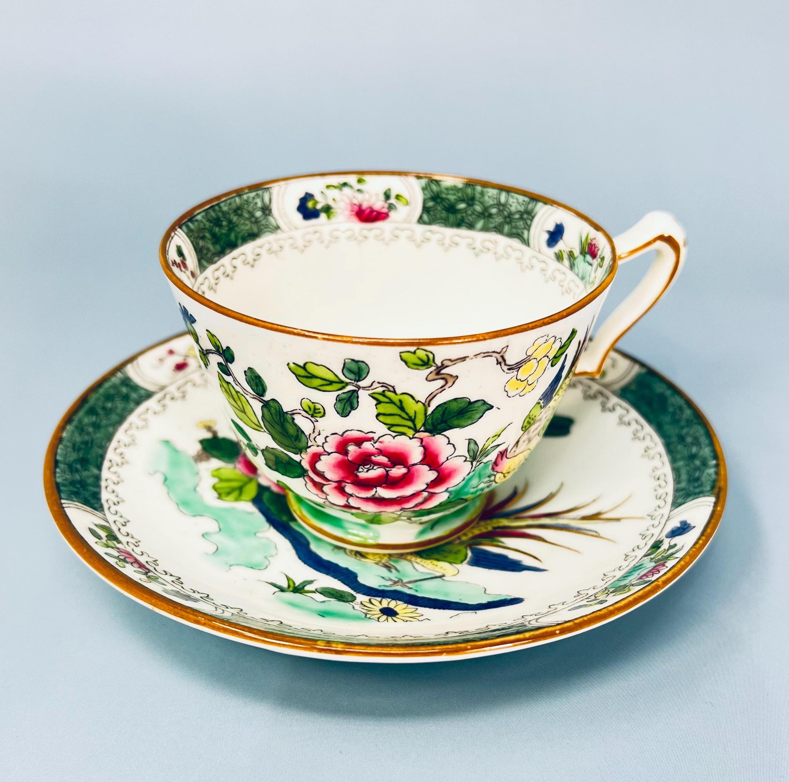 アンティーク クラウン スタッフォードシャー ティーカップ＆ソーサー