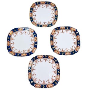 Royal Albert Crown China dessert plates; Blue and gold Imari service 4