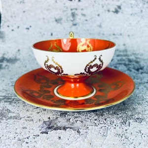 Vintage Aynsley Orchard signed Jones orange pedestal tea cup and saucer, Aynsley fruit, Vintage English tea set, Bridal shower gift image 7