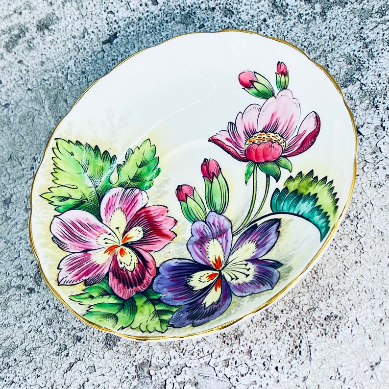 Vintage Grovenor England tea cup and saucer set, Hand painted tea set, English tea party, Bridal shower gift, Garden tea party image 6