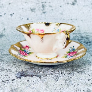 RARE Foley England pale pink tea cup and saucer set, EB Foley pink tea set, Vintage English tea party, Garden tea party, Bridesmaid gift image 5