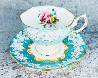 Royal Albert Enchantment tea cup and saucer set, Vintage bridal shower gift, English tea party, Garden teaparty