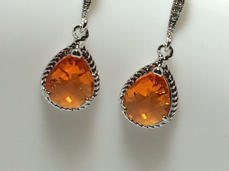 Drop Earrings Orange Stone Earrings Bridesmaid Earrings. Gift Earrings Dangle Earrings