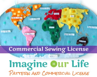 Continents of the World Felt Map Commercial License