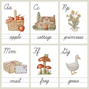 Cottage Core Cursive Alphabet Cards