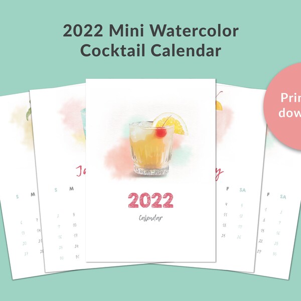 Cocktail Digital Calendar Etsy