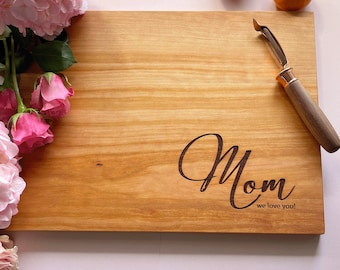 Thank You Mom Cutting Board, Wedding Bridal Shower Gift for Mom and Mother-In-Law, Engraved gift for her