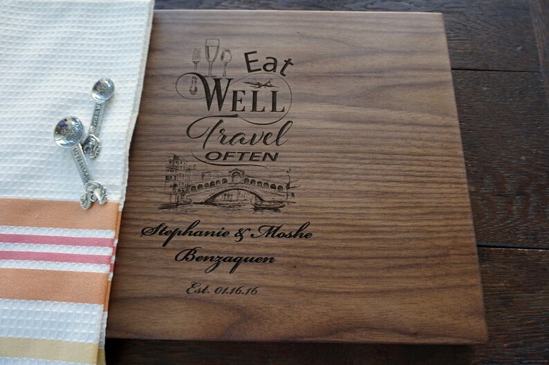 Eat Well Travel Often Custom Cutting Board Hostess Gift Etsy