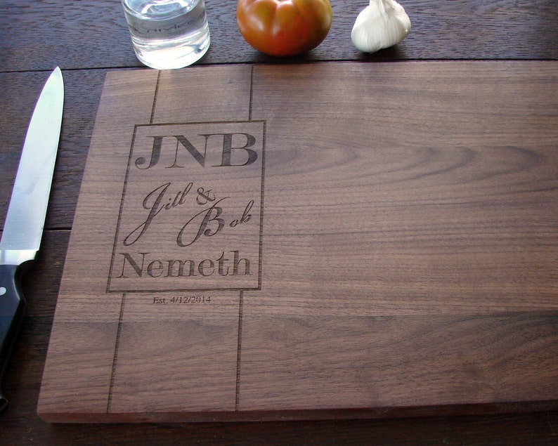 Custom Monogram Cutting Board Anniversary Gift Wedding Etsy