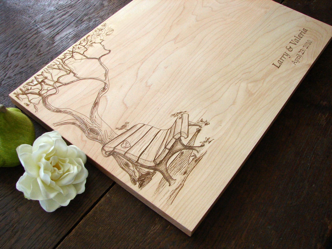 Custom Cutting Board With Tree and Birds Anniversary Gift Etsy