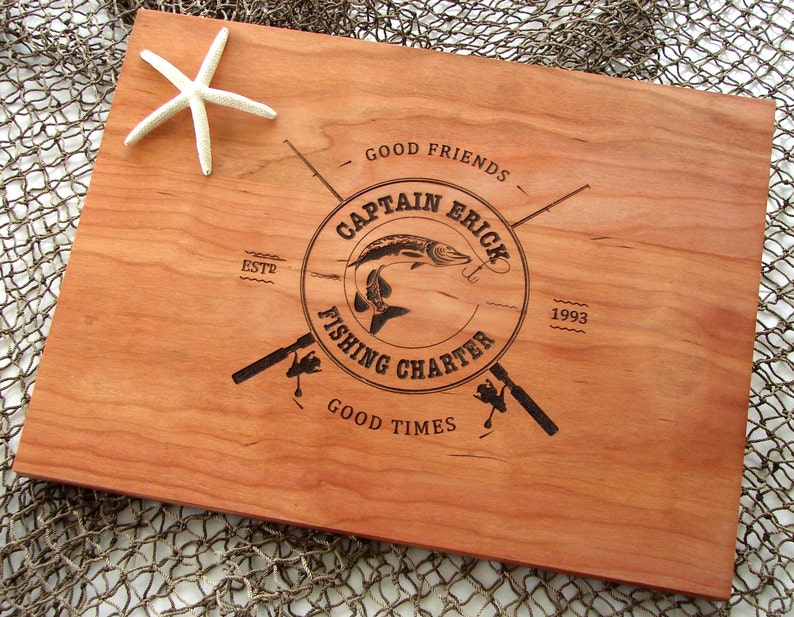 Boating and Fishing Captain Cutting Board Fishing Buddy's Etsy