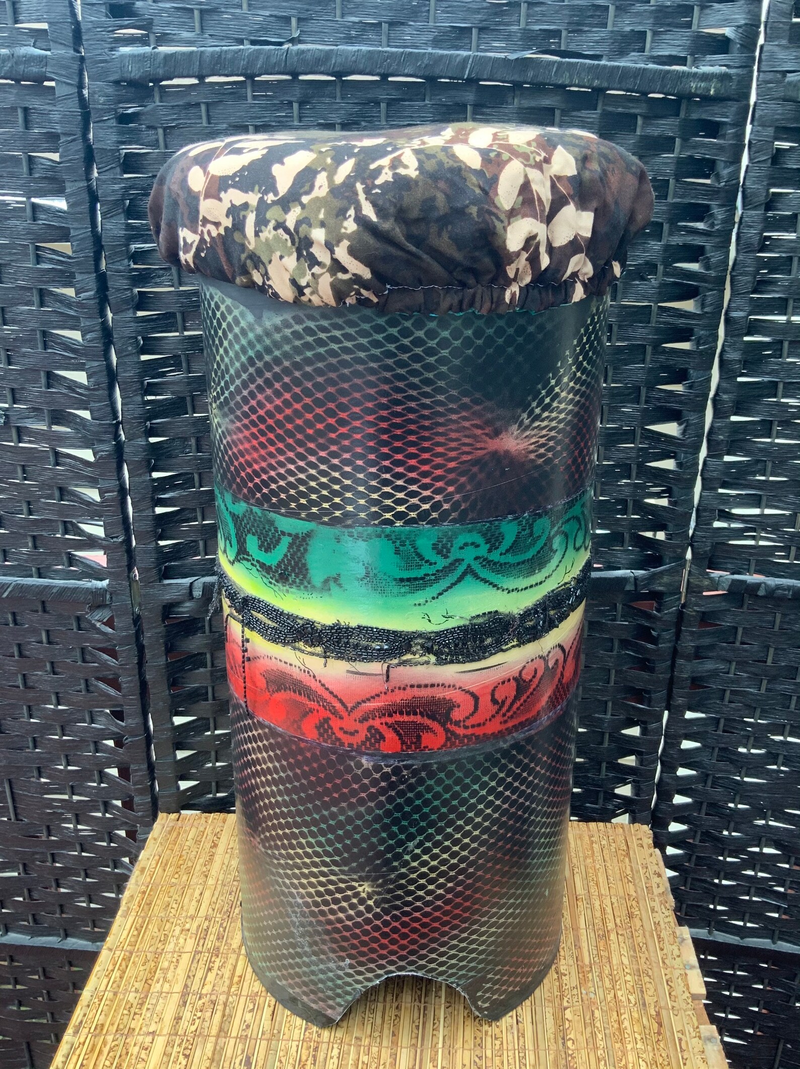 Reversible Padded Batik Drum Head Cover Fits 10 to 12 Drum Etsy